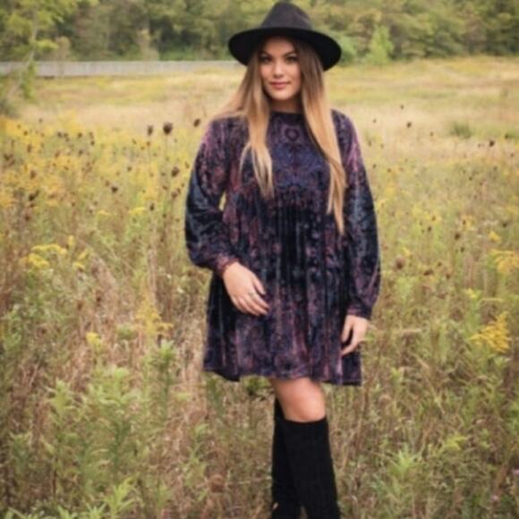 Free People Black and Purple Midi Dress - Picture 9 of 9